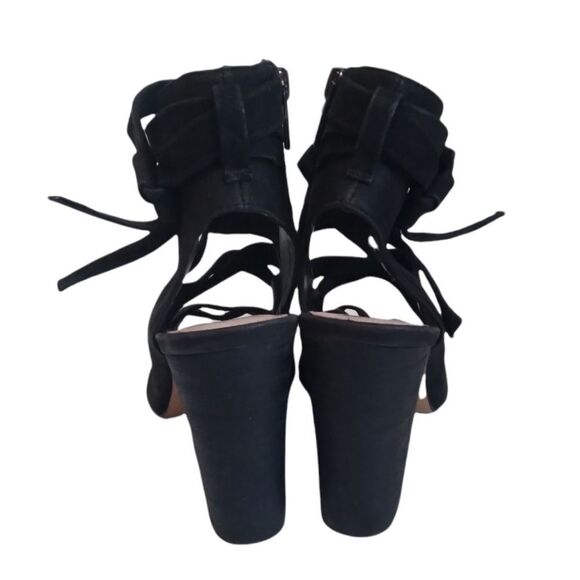 Vince Camuto Black Sammson Suede Leather Peep Toe Strappy Heel Sandal Women's 9 - Picture 4 of 13